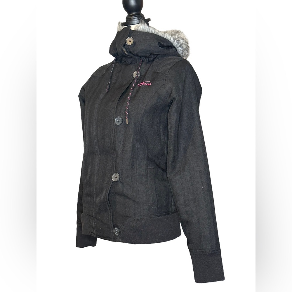 Vans Black Jacket with Faux Fur Hood - Picture 3 of 9